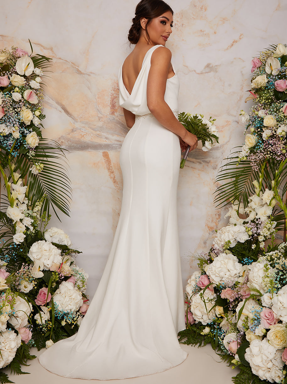 Cowl Back Wedding Dress with ...